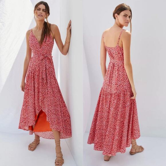 NWT Anthropologie Hutch V-Neck Wrap Dress Size XL Polka Dot Flutter High Low Hem - Picture 4 of 11